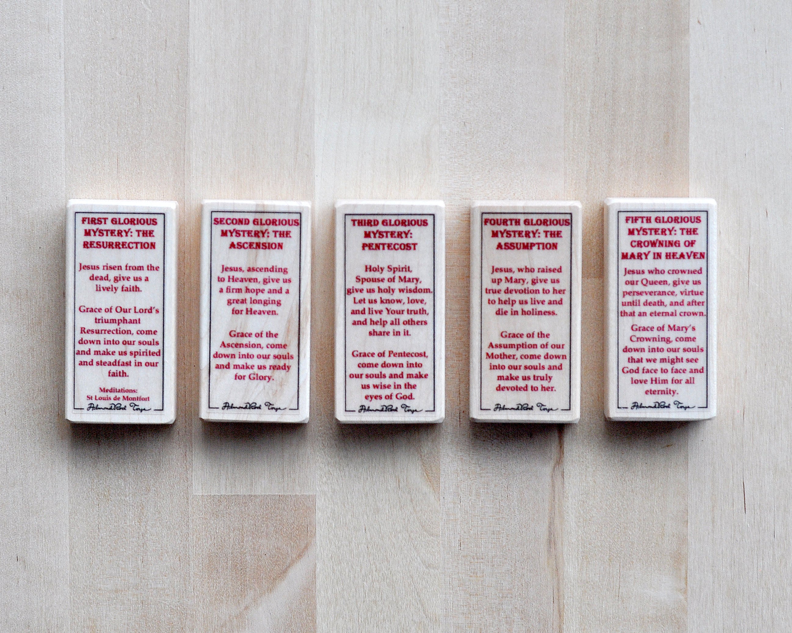 Glorious, Joyful, Sorrowful, Luminous Mysteries // Rosary Prayer Block Set