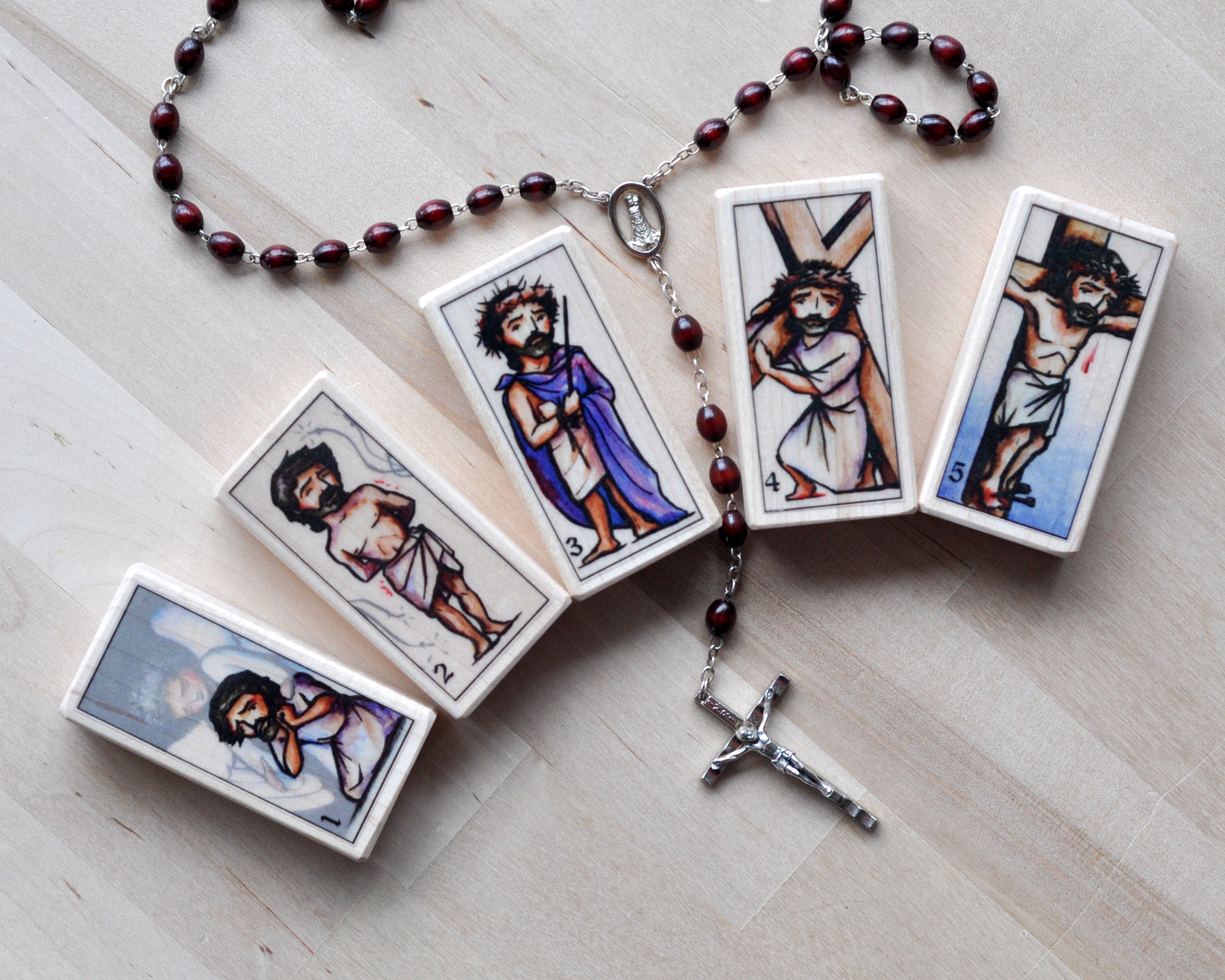 Glorious, Joyful, Sorrowful, Luminous Mysteries // Rosary Prayer Block Set