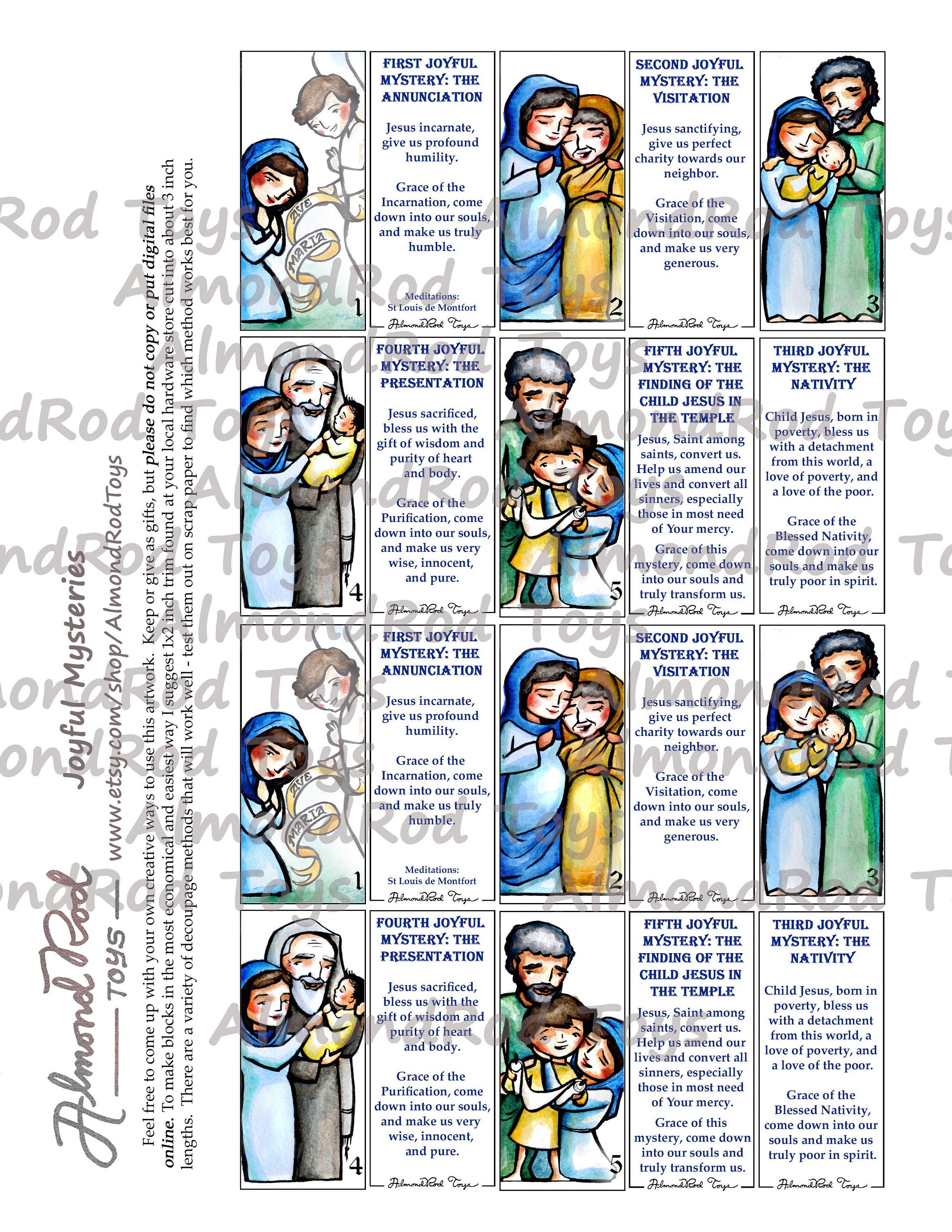 Joyful Mysteries Rosary Decoupage Craft Sheet