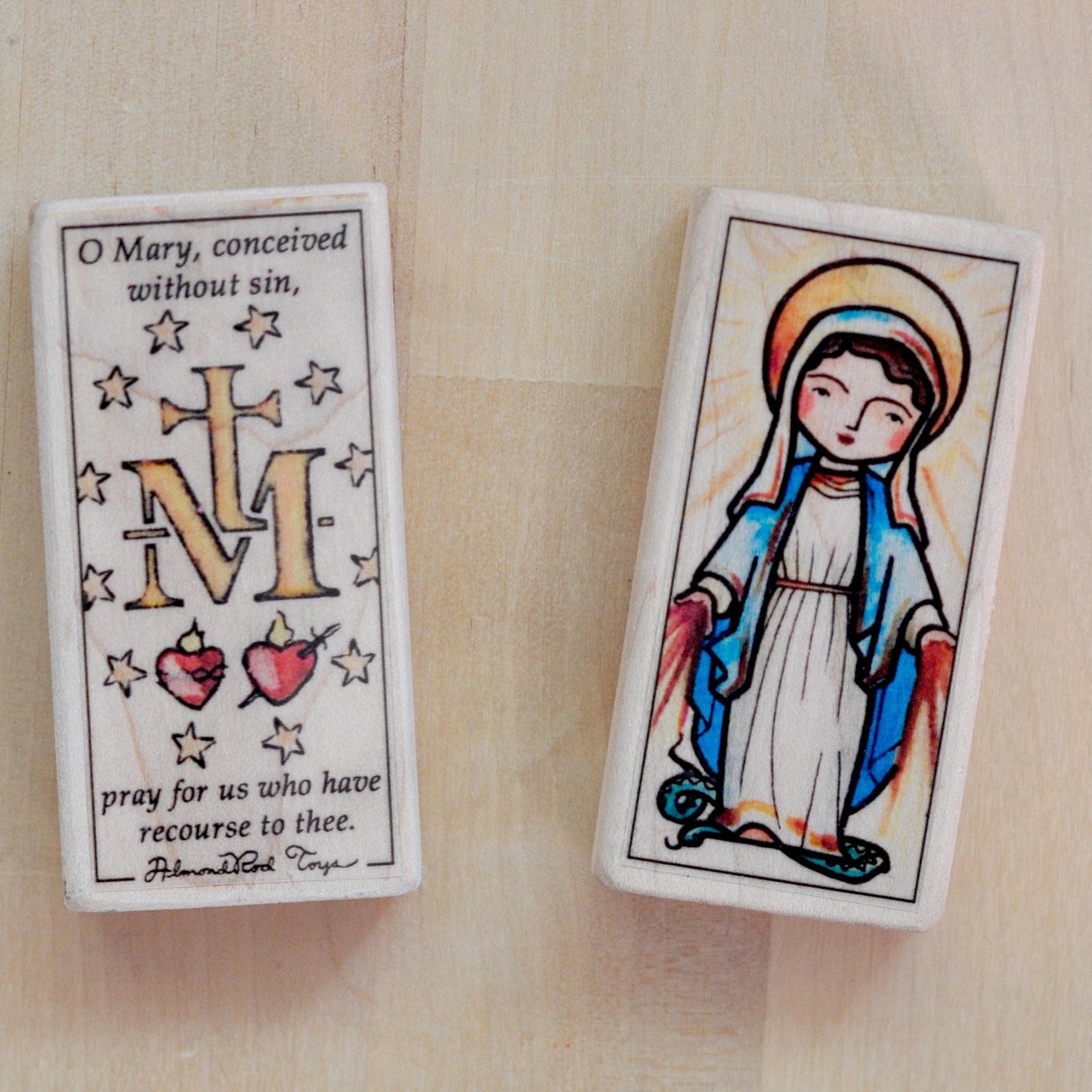 Mary of the Miraculous Medal Patron Saint Block