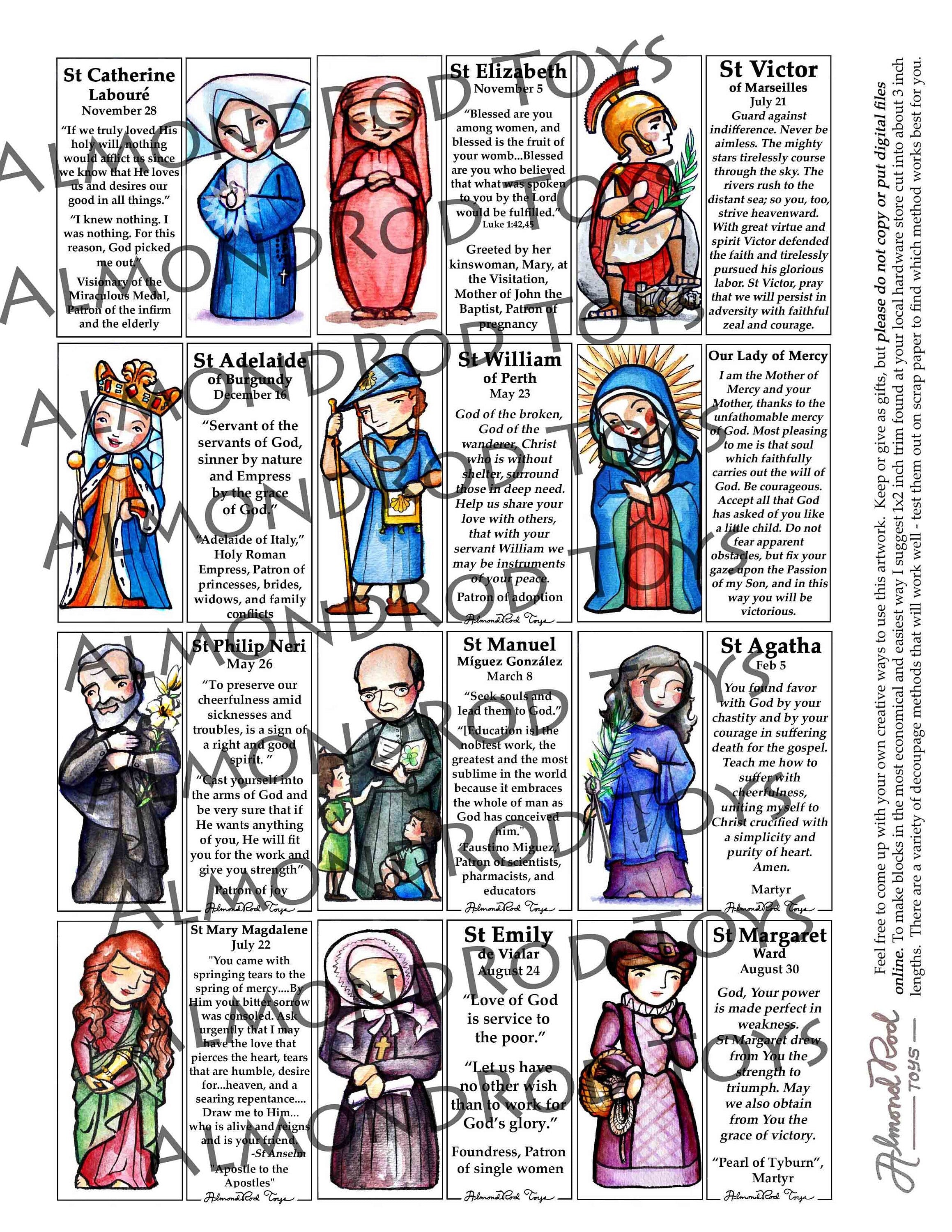 Complete Saint Collection Decoupage Craft Sheets
