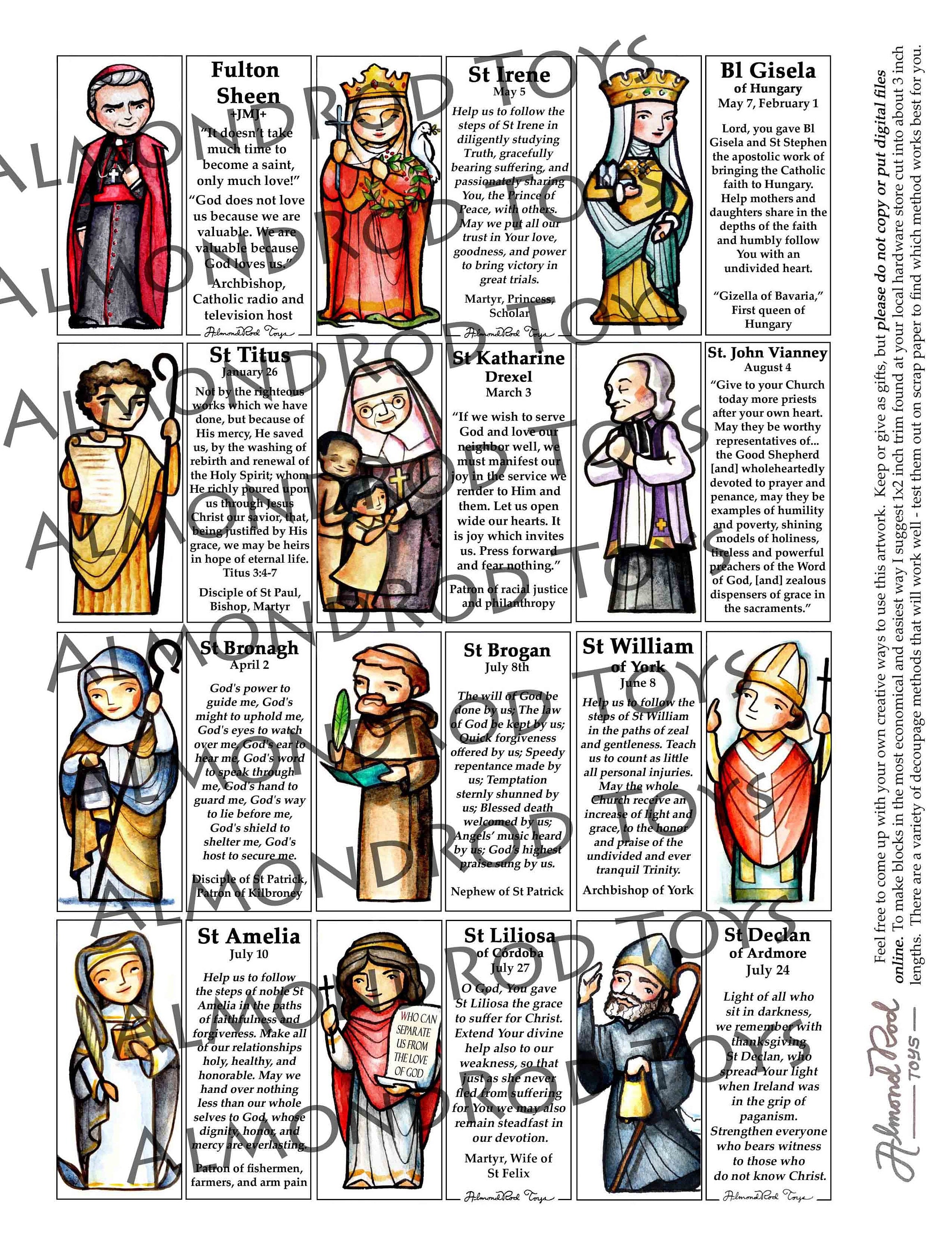 Complete Saint Collection Decoupage Craft Sheets