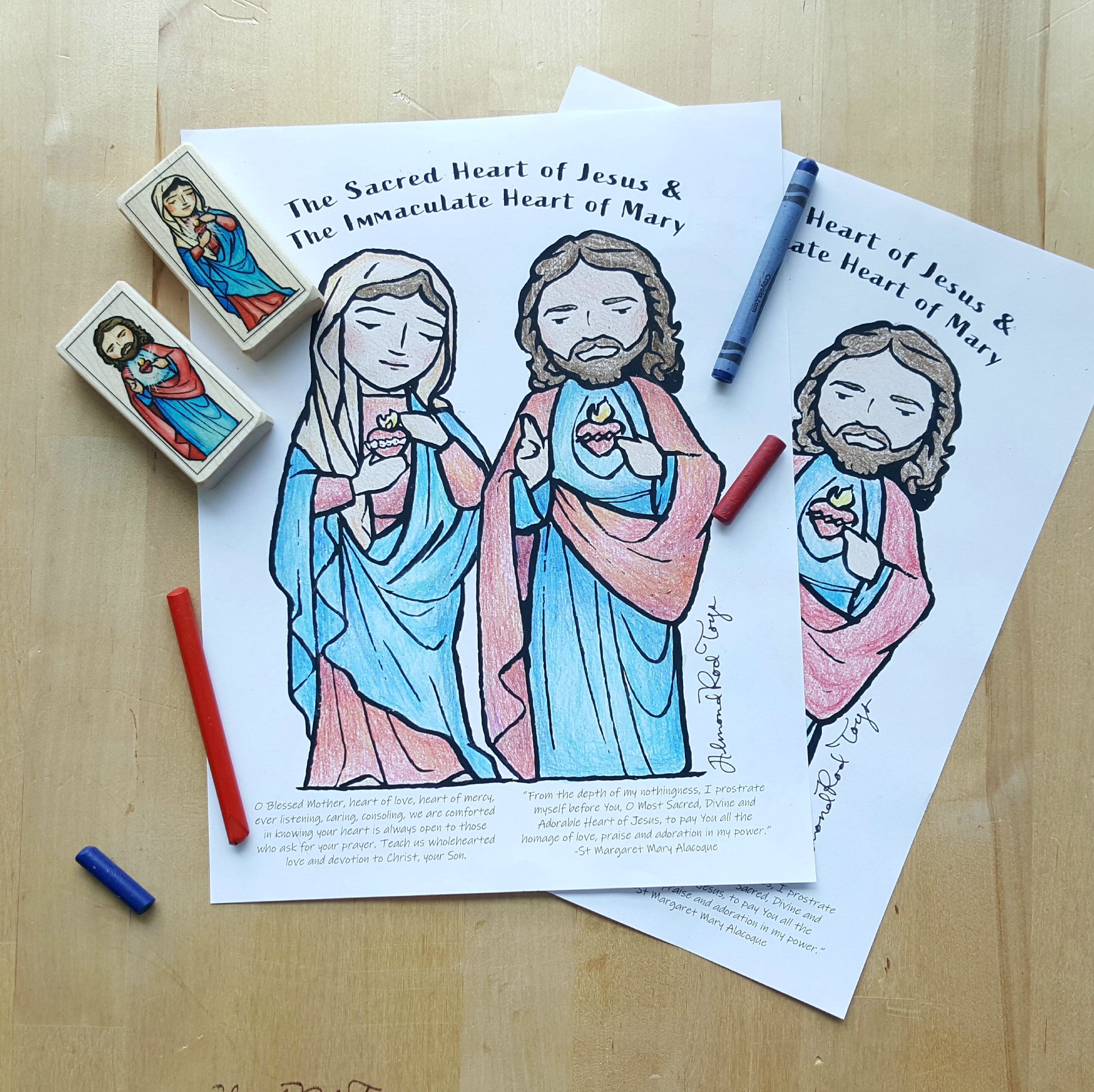 Sacred and Immaculate Hearts Coloring Sheet Download