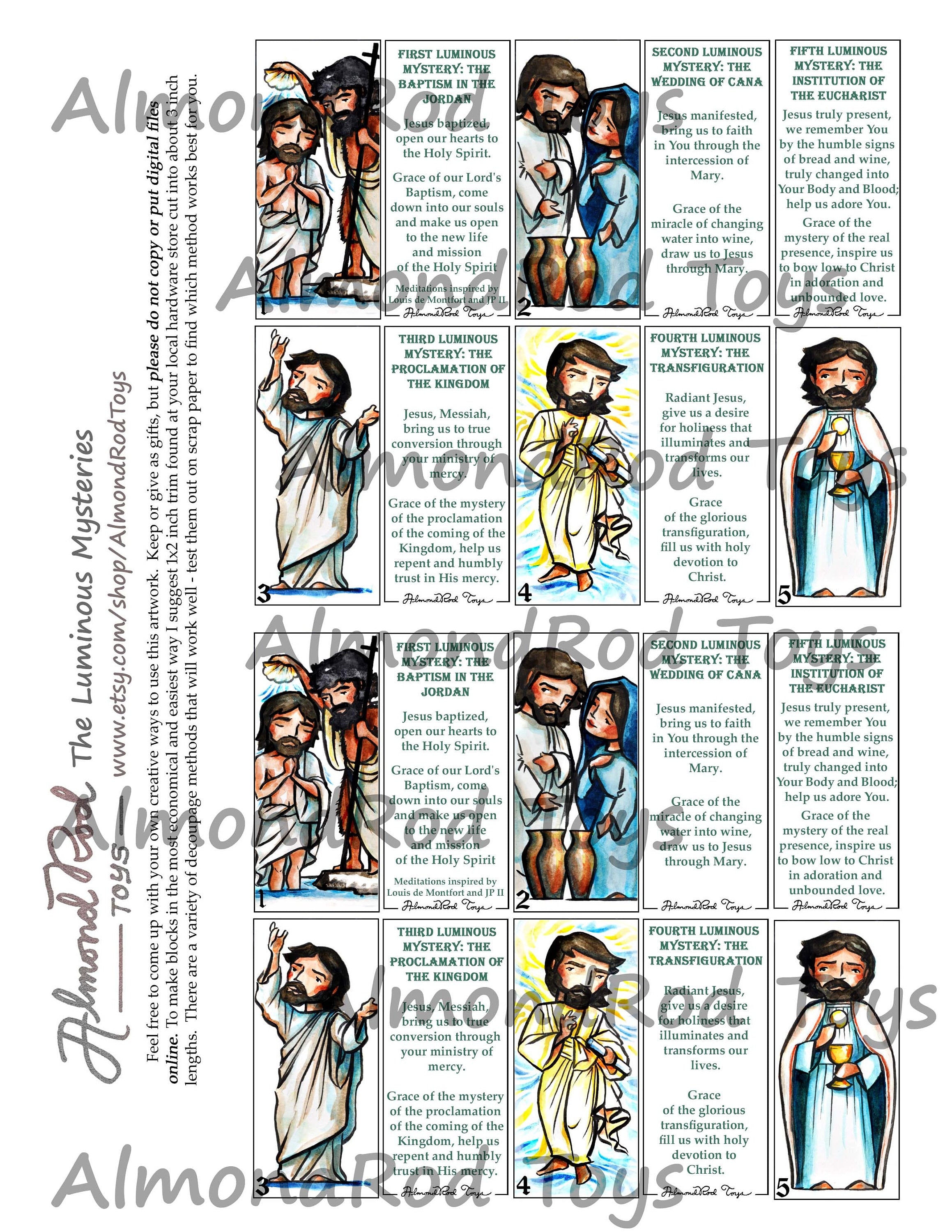 Luminous Mysteries Rosary // Decoupage Craft Sheet